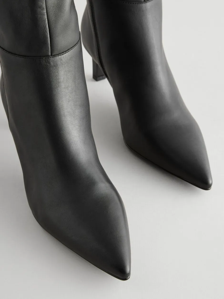Boots*Next - Kniehoge Skinny Boots met Hak Zwart leer