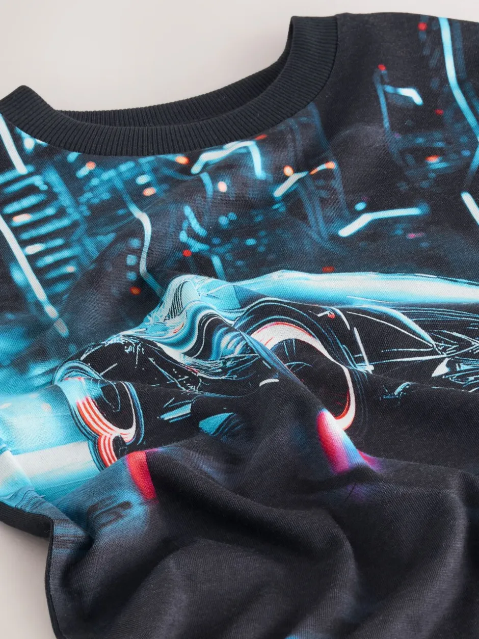 T-Shirts|Tops|Next Zwart met auto - T-shirt met normale pasvorm, korte mouwen en all-over print (3-16jr)