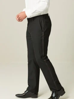 Smokings En Feestkleding|Next Zwart met bies - Tailored fit - Pantalon in smokingstijl