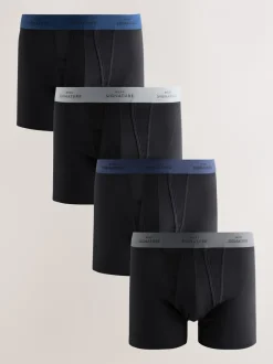 Ondergoed|Ondergoed|Next Zwart met blauwe/grijze tailleband - Signature Comfort Zachte Boxershorts