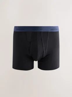 Ondergoed|Ondergoed|Next Zwart met blauwe/grijze tailleband - Signature Comfort Zachte Boxershorts