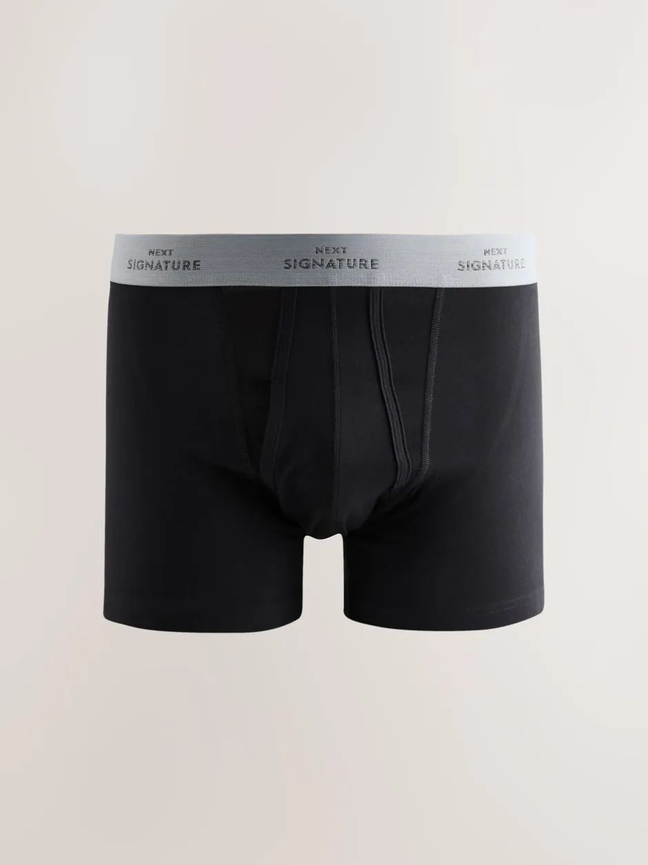Ondergoed|Ondergoed|Next Zwart met blauwe/grijze tailleband - Signature Comfort Zachte Boxershorts