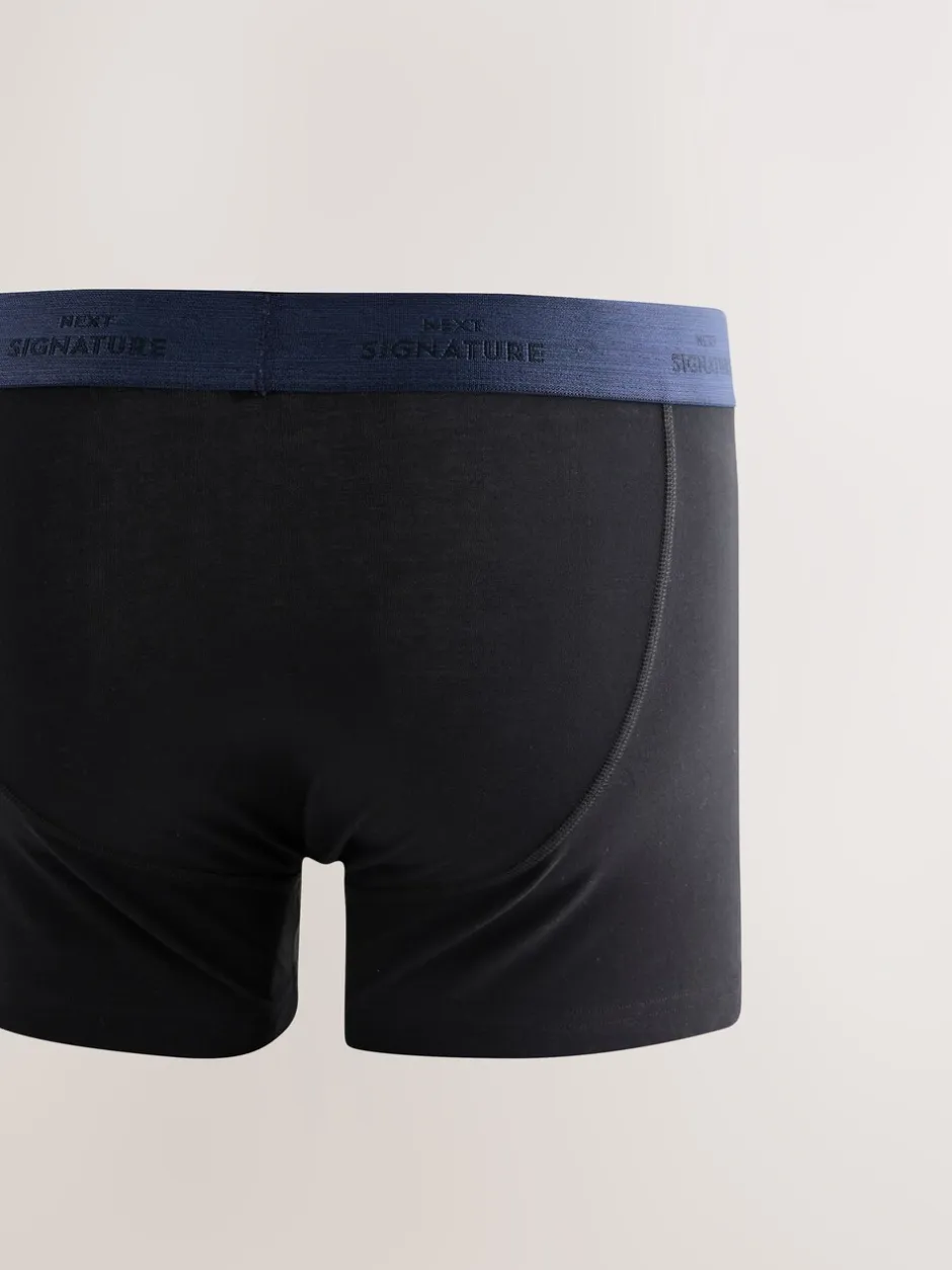 Ondergoed|Ondergoed|Next Zwart met blauwe/grijze tailleband - Signature Comfort Zachte Boxershorts