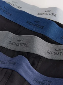 Ondergoed|Ondergoed|Next Zwart met blauwe/grijze tailleband - Signature Comfort Zachte Boxershorts