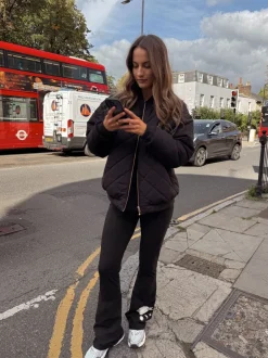 Leggings En Joggingbroeken*Never Fully Dressed - Cotton Flare Leggings Zwart met borduursel