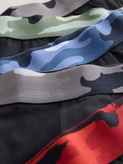 Ondergoed|Next - Verpakking van 5 boxers (2-16jr) Zwart met camouflage tailleband