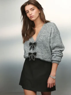 Rokken*Next Zwart met coating - Denim minirok
