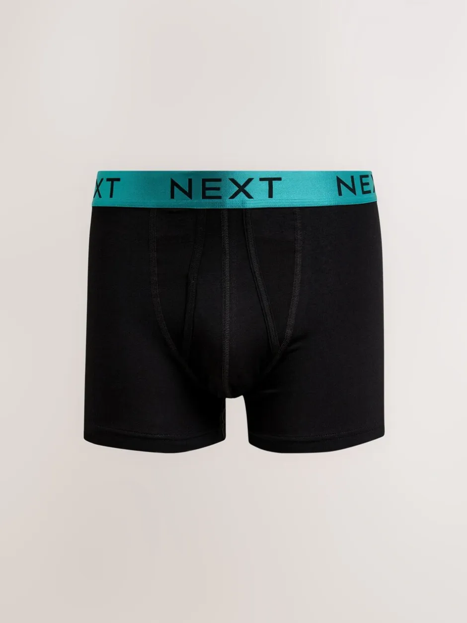 Ondergoed|Ondergoed|Next Zwart met felgekleurde glanzende taillebanden - Standaard - 10 Boxershorts zonder plooi
