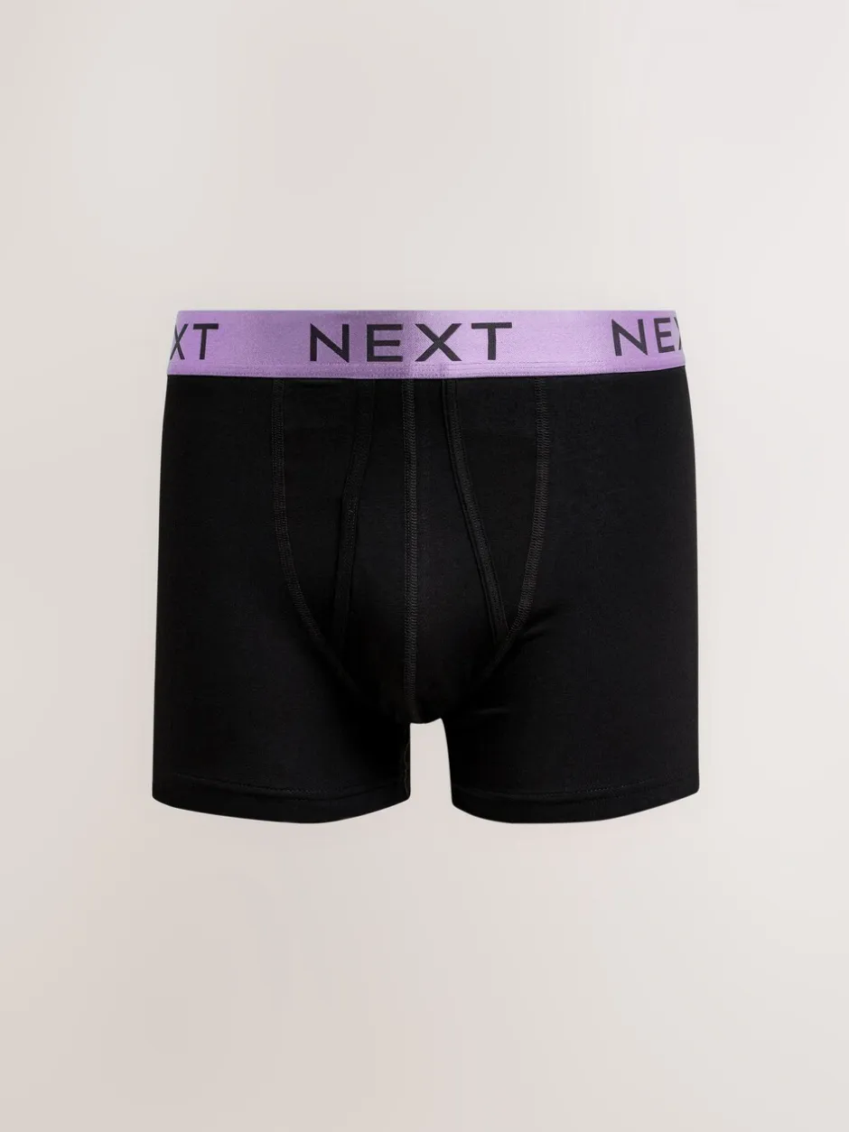 Ondergoed|Ondergoed|Next Zwart met felgekleurde glanzende taillebanden - Standaard - 10 Boxershorts zonder plooi