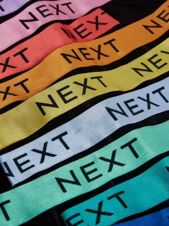 Ondergoed|Ondergoed|Next Zwart met felgekleurde glanzende taillebanden - Standaard - 10 Boxershorts zonder plooi