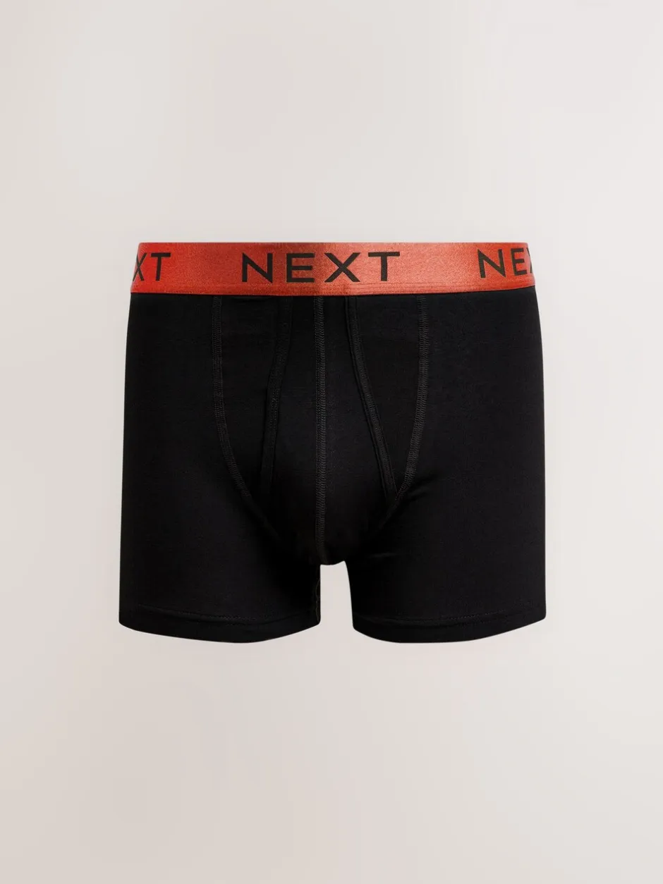 Ondergoed|Ondergoed|Next Zwart met felgekleurde glanzende taillebanden - Standaard - 10 Boxershorts zonder plooi