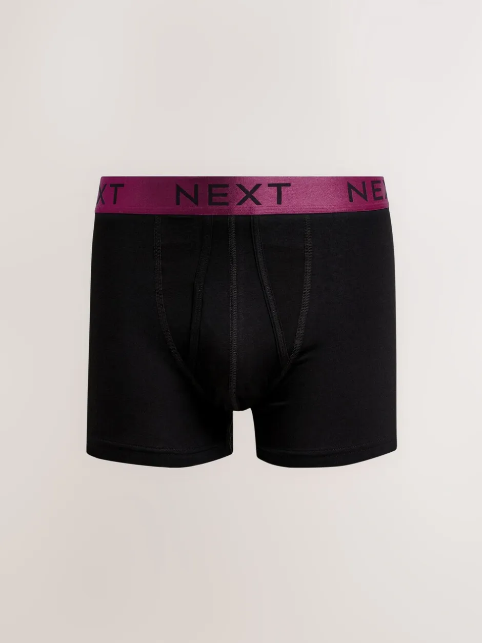 Ondergoed|Ondergoed|Next Zwart met felgekleurde glanzende taillebanden - Standaard - 10 Boxershorts zonder plooi