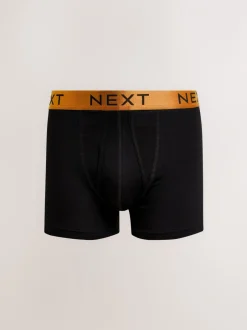 Ondergoed|Ondergoed|Next Zwart met felgekleurde glanzende taillebanden - Standaard - 10 Boxershorts zonder plooi