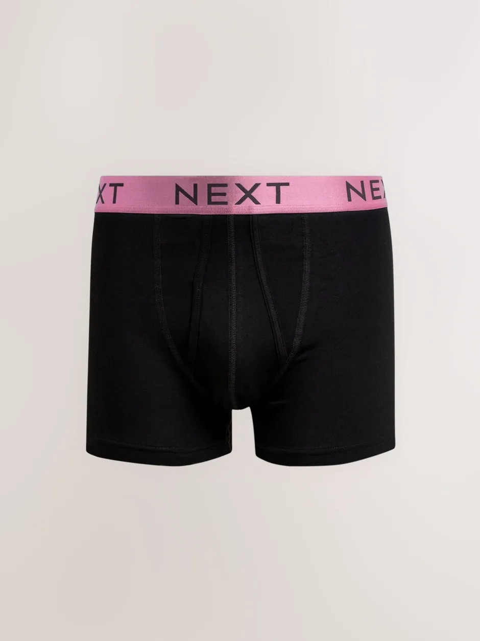 Ondergoed|Ondergoed|Next Zwart met felgekleurde glanzende taillebanden - Standaard - 10 Boxershorts zonder plooi