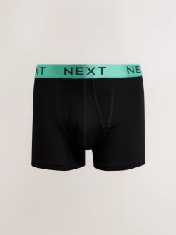 Ondergoed|Ondergoed|Next Zwart met felgekleurde glanzende taillebanden - Standaard - 10 Boxershorts zonder plooi