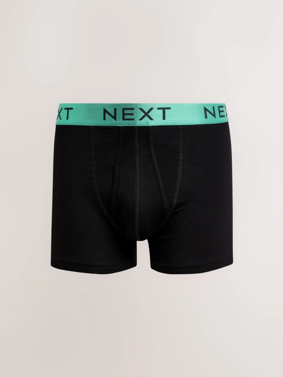 Ondergoed|Ondergoed|Next Zwart met felgekleurde glanzende taillebanden - Standaard - 10 Boxershorts zonder plooi