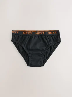 Ondergoed*Next - 100% katoenen slip verpakking van 5 (1,5 - 16 jr) Zwart met felgekleurde jacquard tailleband