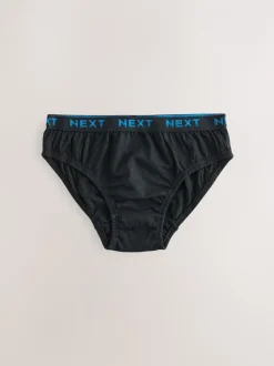 Ondergoed*Next - 100% katoenen slip verpakking van 5 (1,5 - 16 jr) Zwart met felgekleurde jacquard tailleband