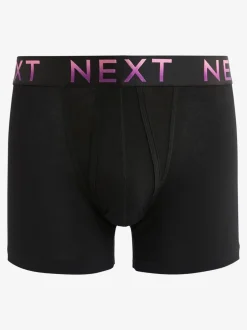 Ondergoed|Ondergoed|Next Zwart met felgekleurde ombré tailleband - Standaard - 10 Boxershorts zonder plooi