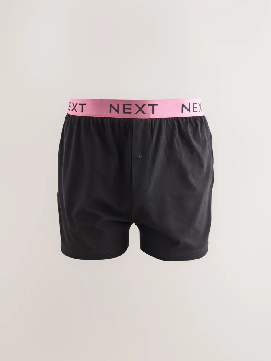 Ondergoed|Ondergoed*Next Zwart met felgekleurde tailleband - Ruimvallende Boxers
