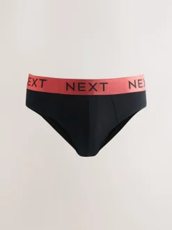 Ondergoed|Ondergoed*Next - Verpakking van 10 - Katoenrijke slips Zwart met felgekleurde tailleband