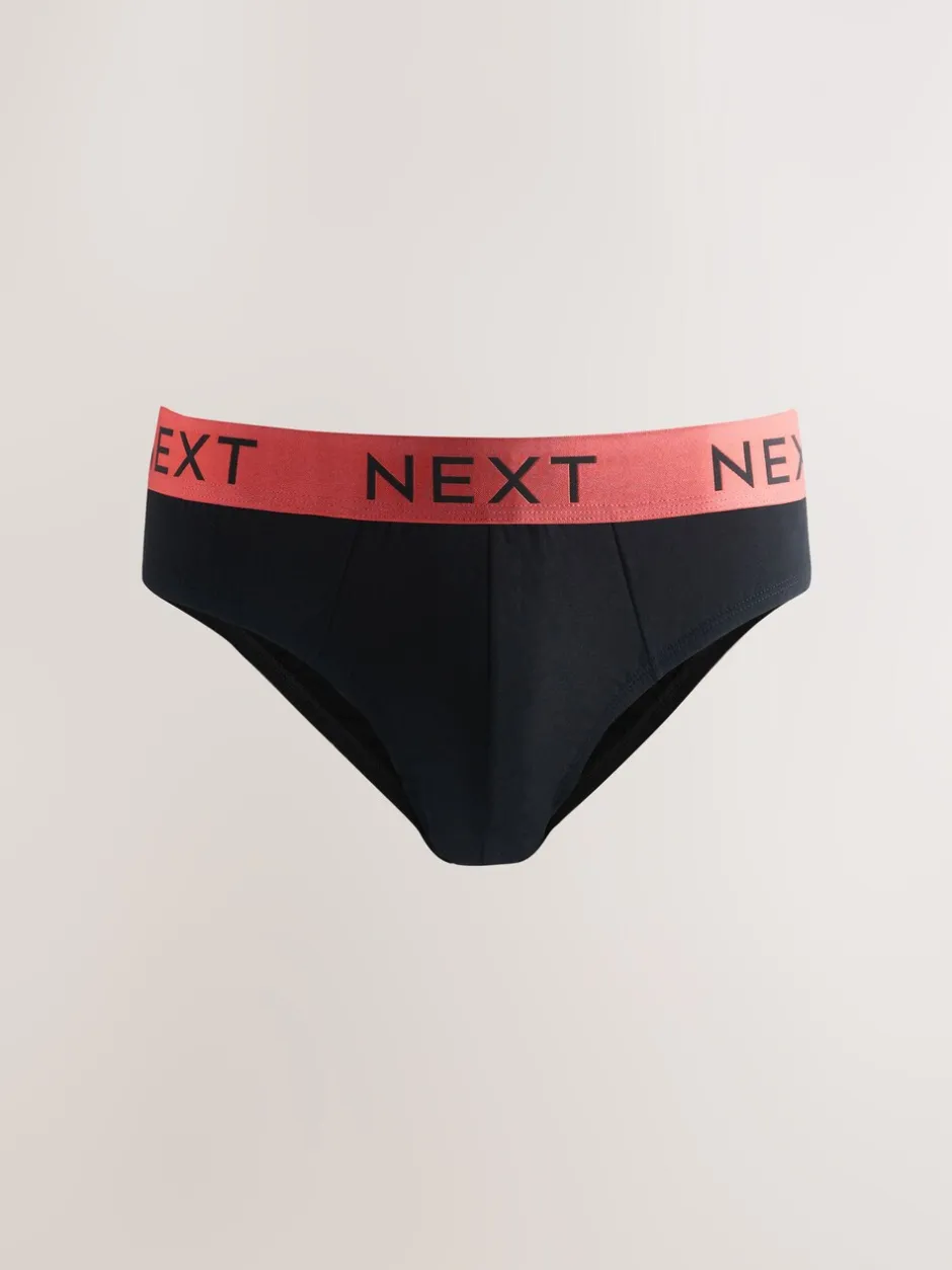 Ondergoed|Ondergoed*Next - Verpakking van 10 - Katoenrijke slips Zwart met felgekleurde tailleband