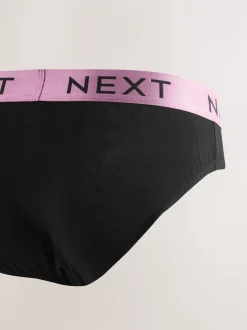 Ondergoed|Ondergoed*Next - Verpakking van 10 - Katoenrijke slips Zwart met felgekleurde tailleband