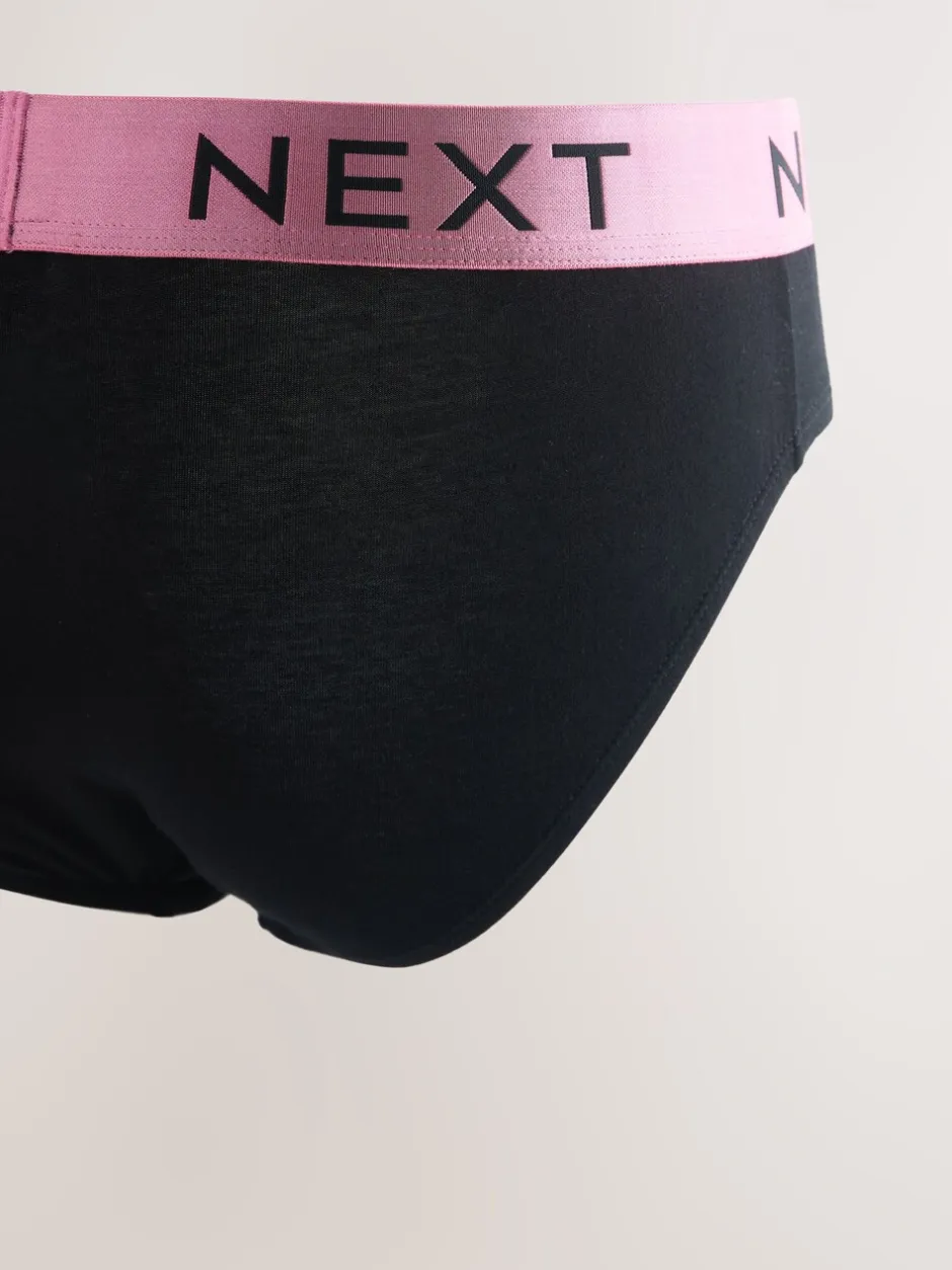 Ondergoed|Ondergoed*Next - Verpakking van 10 - Katoenrijke slips Zwart met felgekleurde tailleband