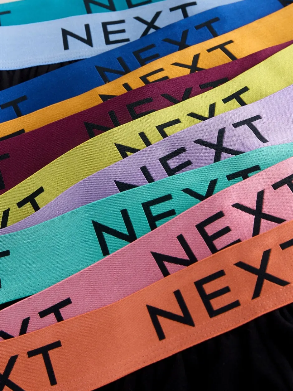 Ondergoed|Ondergoed*Next - Verpakking van 10 - Katoenrijke slips Zwart met felgekleurde tailleband