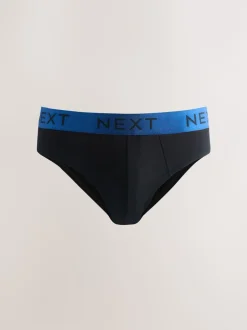 Ondergoed|Ondergoed*Next - Verpakking van 10 - Katoenrijke slips Zwart met felgekleurde tailleband