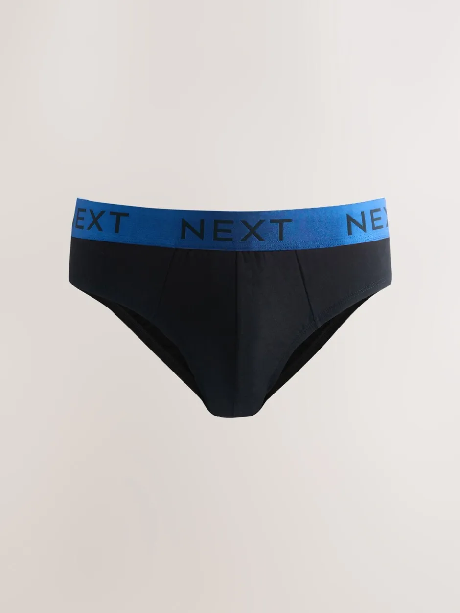 Ondergoed|Ondergoed*Next - Verpakking van 10 - Katoenrijke slips Zwart met felgekleurde tailleband