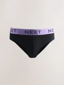 Ondergoed|Ondergoed*Next - Verpakking van 10 - Katoenrijke slips Zwart met felgekleurde tailleband
