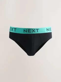 Ondergoed|Ondergoed*Next - Verpakking van 10 - Katoenrijke slips Zwart met felgekleurde tailleband