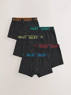 Ondergoed*Next Zwart met gekleurde tailleband - Verpakking van 5 trunks (1,5-16jr)