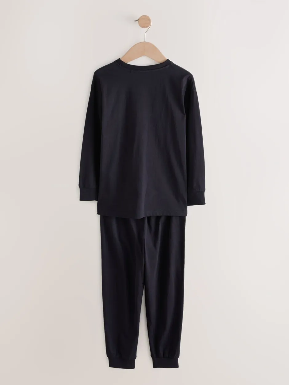 Pyjama's*Next Zwart met goudkleurige voetbal - Verpakking van 2 pyjama's met lange mouwen (3-16 jr)