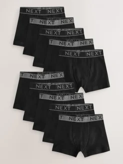 Multipacks|Ondergoed*Next Zwart met grijze tailleband - Verpakking van 10 trunks (1,5-16jr)
