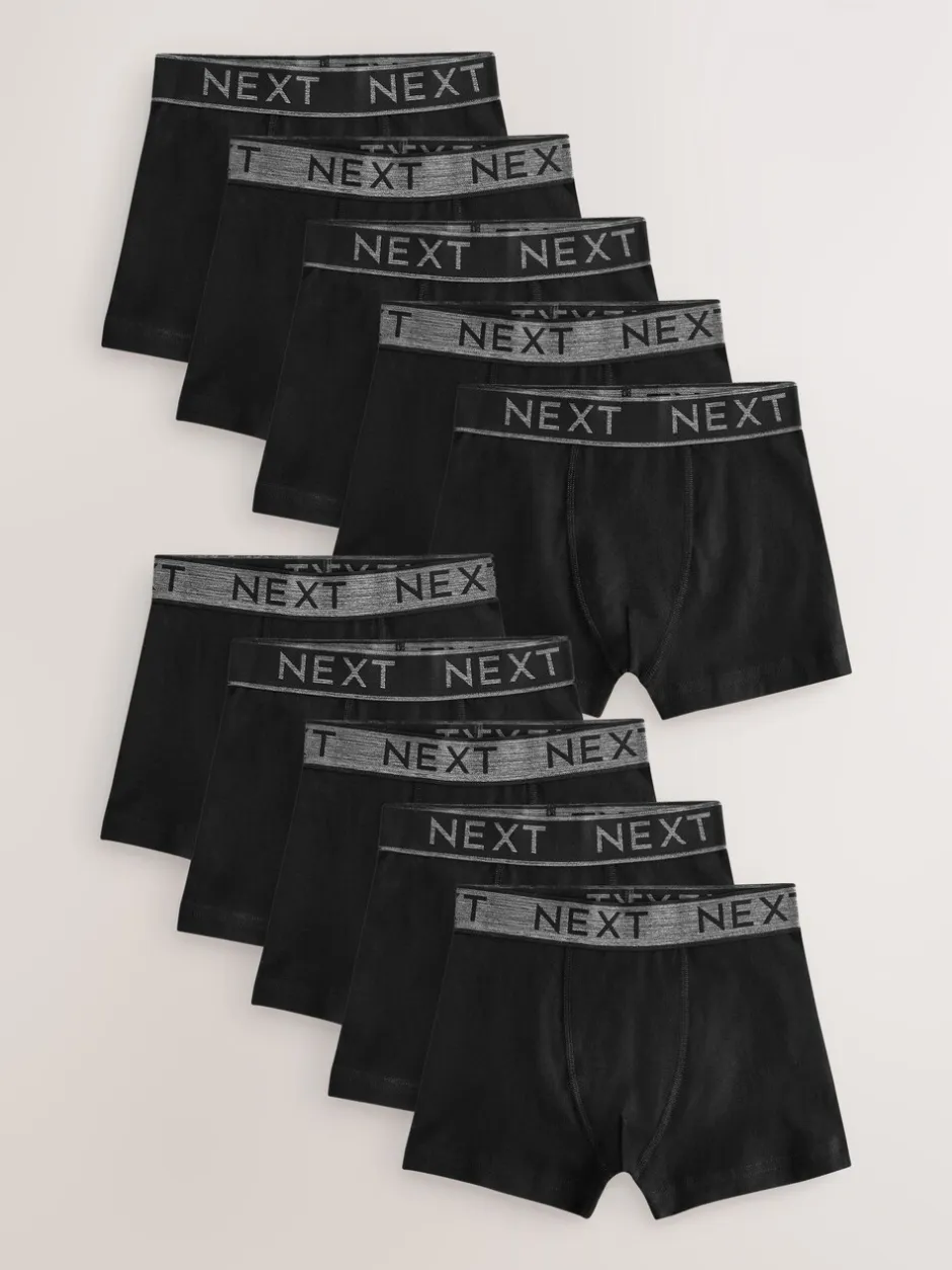 Multipacks|Ondergoed*Next Zwart met grijze tailleband - Verpakking van 10 trunks (1,5-16jr)