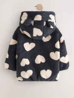 Truien En Breisels|Jassen, Jacks En Kinderwagenpakjes|Next - Fleece met ritssluiting (3mnd-7jr) Zwart met hartjesprint