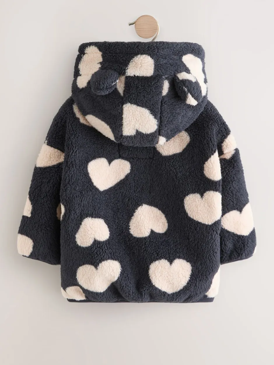 Truien En Breisels|Jassen, Jacks En Kinderwagenpakjes|Next - Fleece met ritssluiting (3mnd-7jr) Zwart met hartjesprint