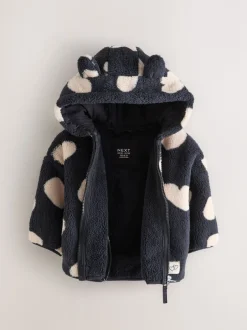Truien En Breisels|Jassen, Jacks En Kinderwagenpakjes|Next - Fleece met ritssluiting (3mnd-7jr) Zwart met hartjesprint