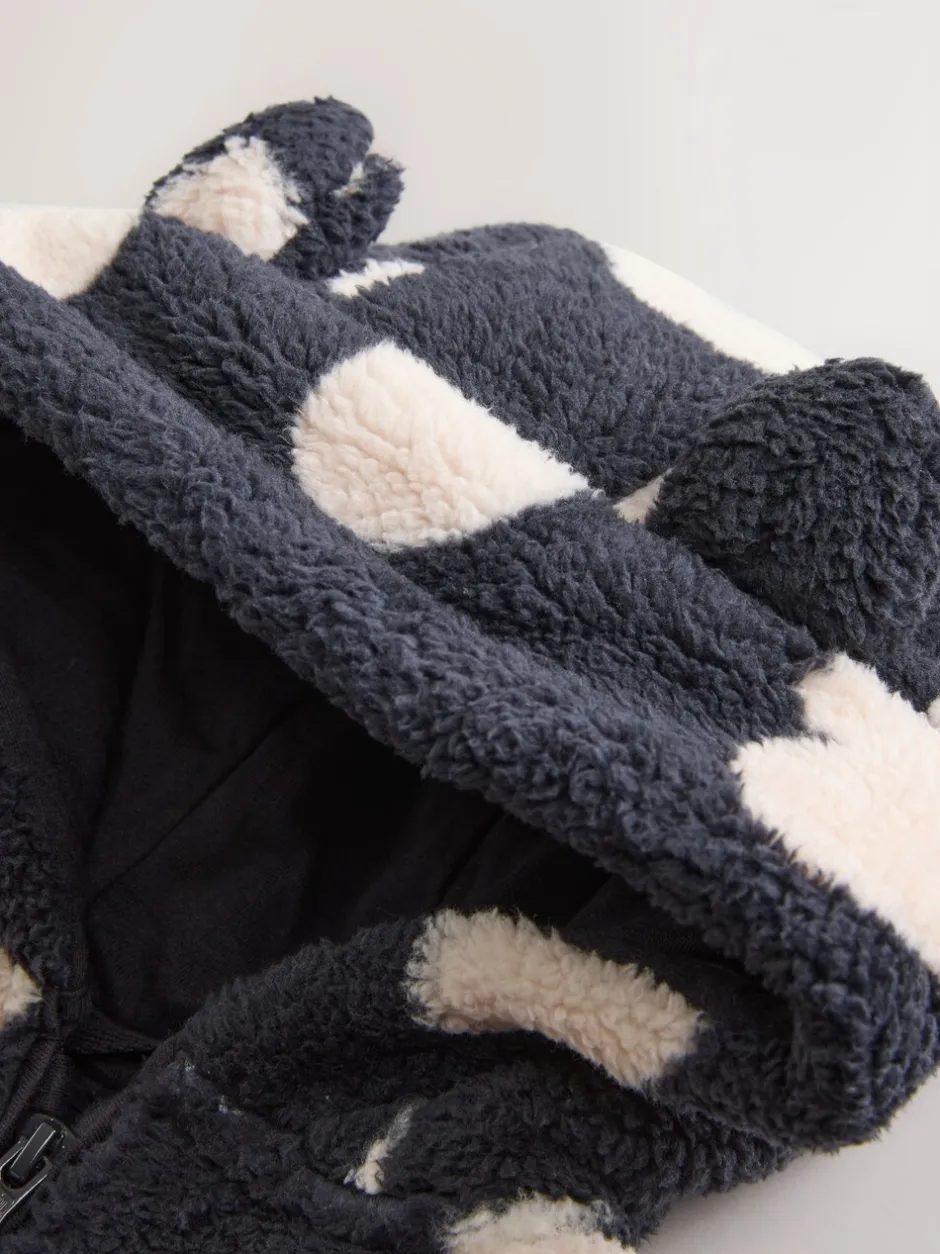 Truien En Breisels|Jassen, Jacks En Kinderwagenpakjes|Next - Fleece met ritssluiting (3mnd-7jr) Zwart met hartjesprint