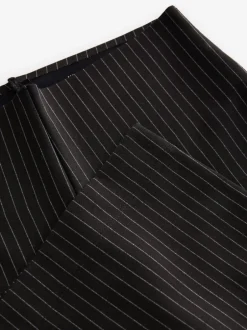 Kostuums En Werkkleding|Broeken*Next - Smoothing Ponte Jersey Broek met Wijde Pijpen Zwart met krijtstreep