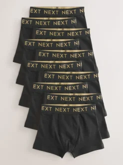 Ondergoed|Next Zwart met luxe goudkleurige tailleband - Verpakking van 10 trunks (1,5-16jr)