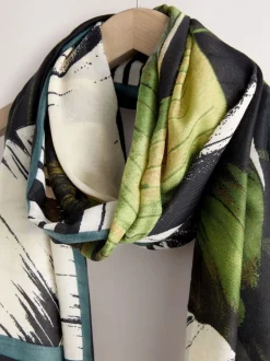 Mutsen, Handschoenen En Sjaals*Next Zwart met palmboomprint - Lichte sjaal