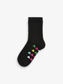 Sokken En Panty's|Sokken En Panty's|Next - Set van 5 paar enkelsokken met voetbed en katoengehalte Zwart met regenboogkleuren