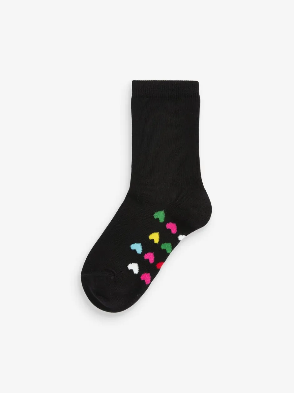 Sokken En Panty's|Sokken En Panty's|Next - Set van 5 paar enkelsokken met voetbed en katoengehalte Zwart met regenboogkleuren