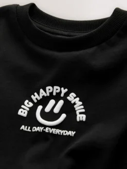 T-Shirts|Tops|Next Zwart met smileyprint - Short Sleeve Small Graphic T-Shirt (3mths-7yrs)
