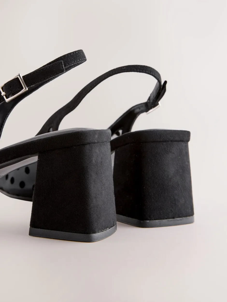 Schoenen Met Hakken|Next - Forever Comfort® Square Toe Slingback Block Heels Zwart met stippen
