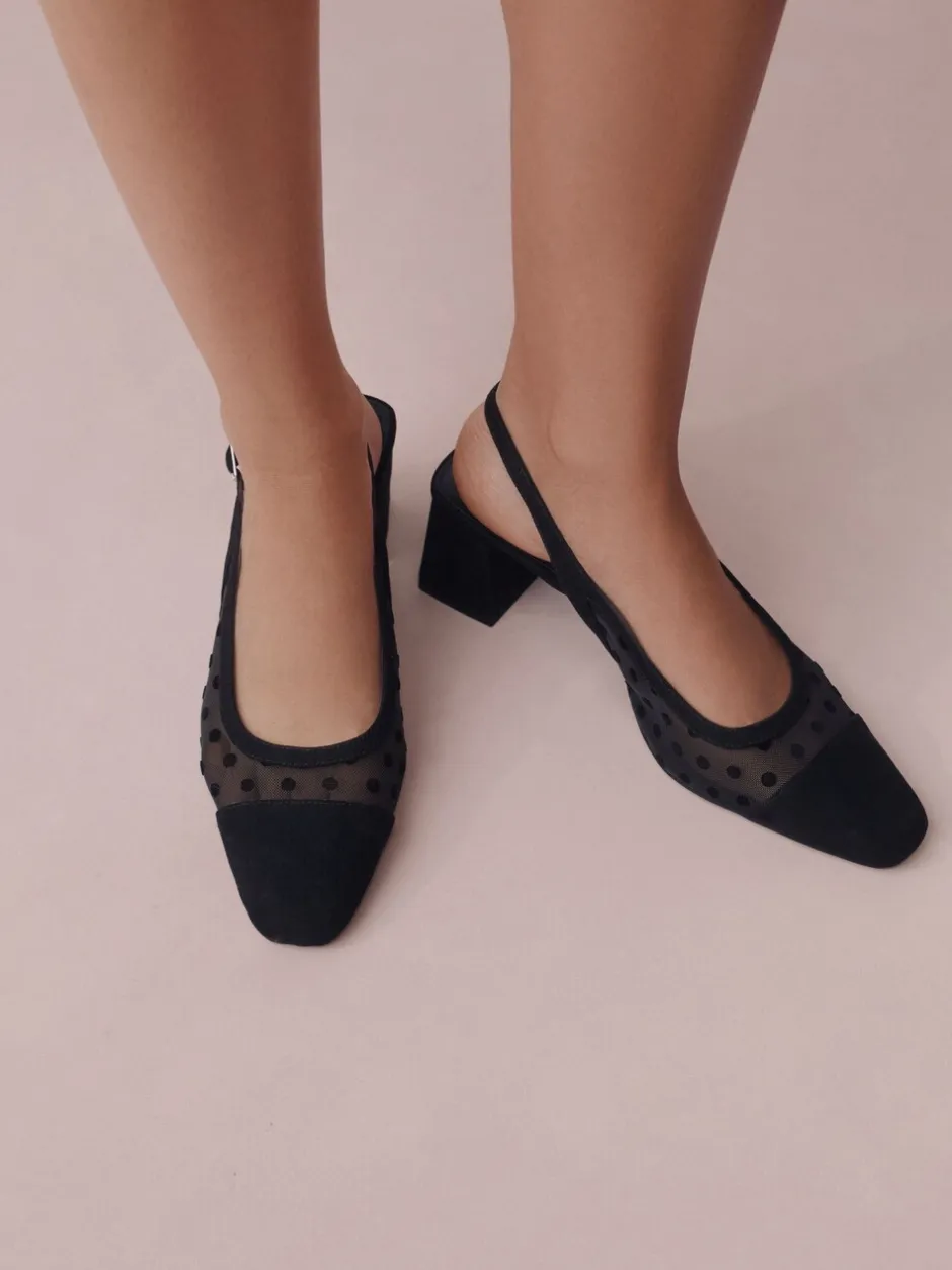 Schoenen Met Hakken|Next - Forever Comfort® Square Toe Slingback Block Heels Zwart met stippen