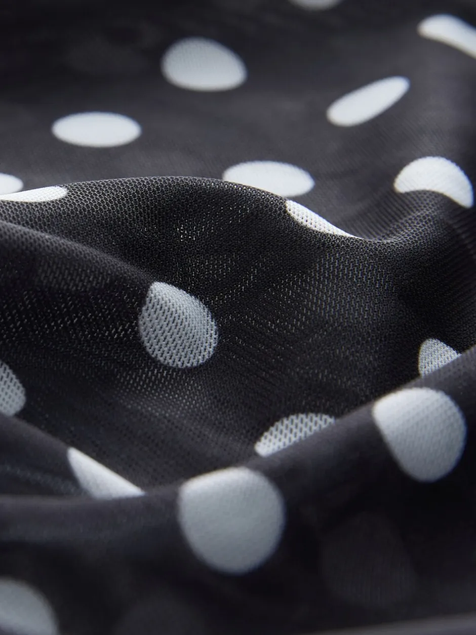 Tops En T-Shirts*Next Zwart met stippen - Top met lange mouwen, gerimpelde zijkanten en mesh